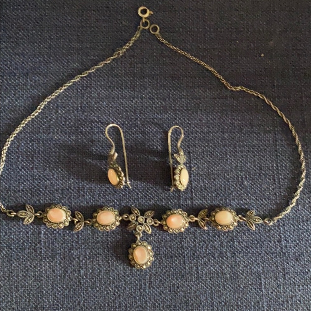Marcasite earring & necklace set